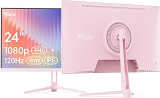 Pixio PX246 Wave Pink 24 inch 120Hz Refresh Rate FHD 1080p Resolution IPS Panel 4ms GTG Response Time Gaming Monitor with Adaptive Sync