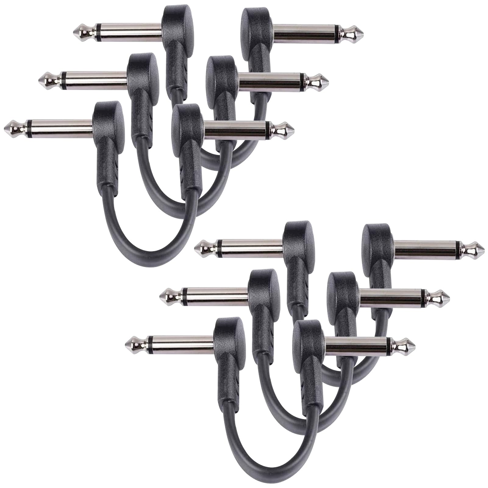 GOGHOST 3 Inch Guitar Patch Cables 6 Pack, 1/4" TS Right Angle Effect Pedal Boar