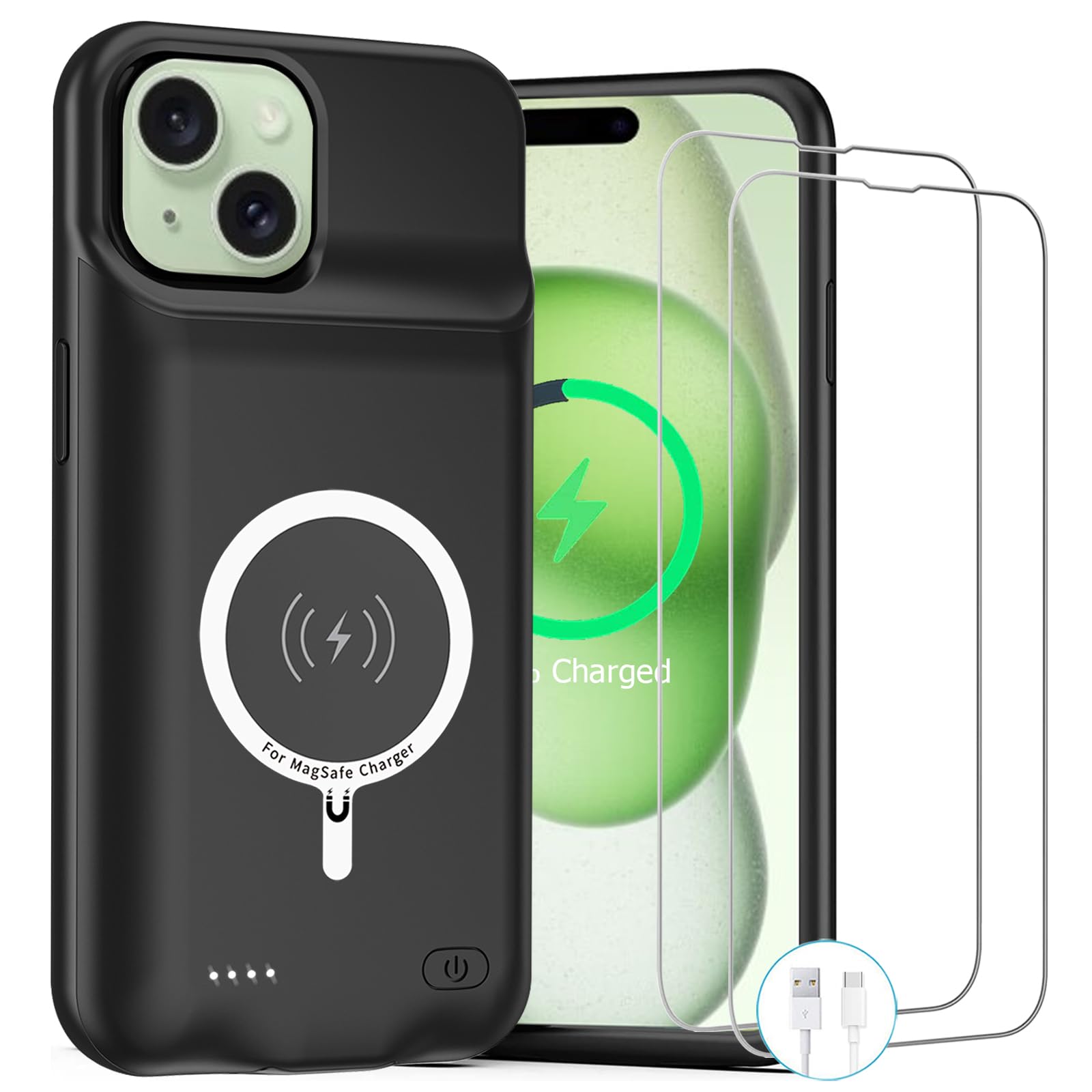 Battery Case for iPhone 15, Upgraded 10000mAh Rechargeable Portable Charging Cas