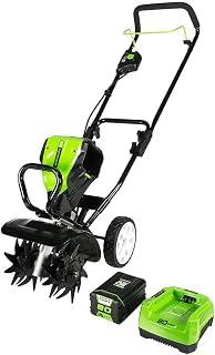 Greenworks Pro 80V 10 inch Cultivator with 2Ah Battery and Charger, TL80L210, Black And Green