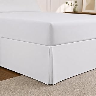 Cathay Home Queen Tailored Pleated Bed Skirt, 14" Drop, White | 3 Sided Pleated, Easy Fit Design, Shrinkage & Fade Resistant, Hotel Quality, Soft Microfiber Durable Fabric, Machine Washable