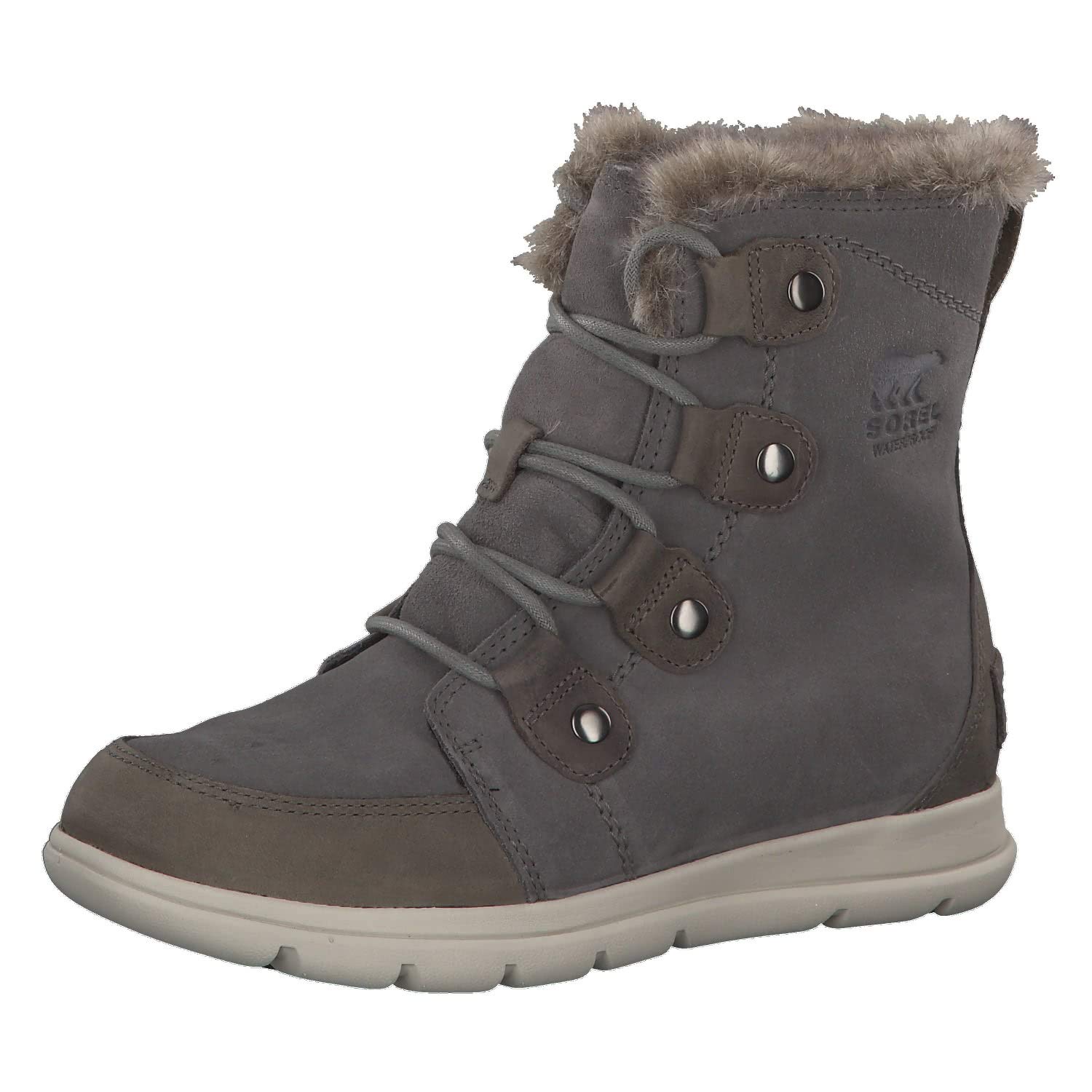 Sorel レディース エクスプローラージョアン ブーツ、クオリー/ブラック、9 M USサイズ