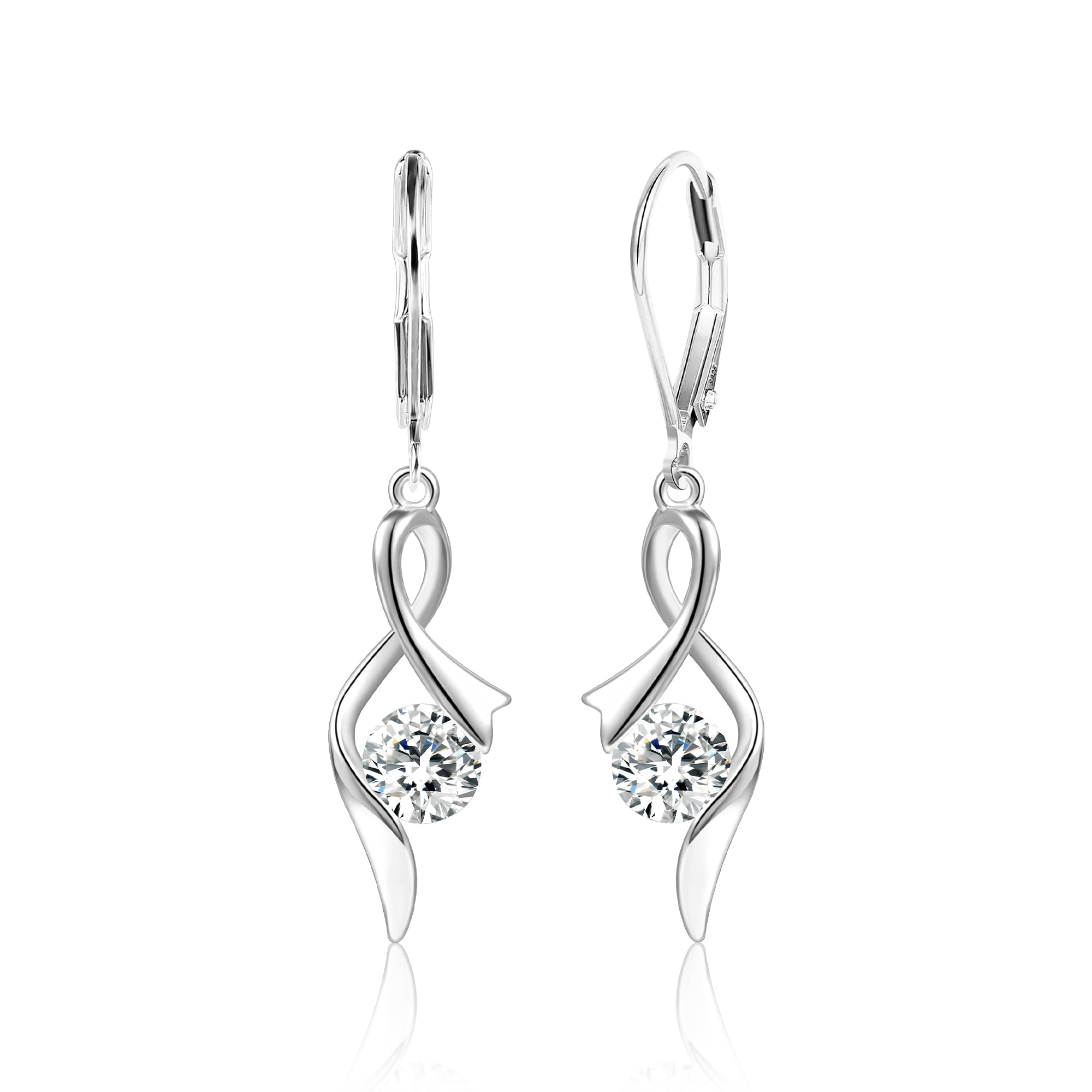 Ohrringe Hängend Damen Gold Silber 925 Zirkonia Glitzer Anhänger Geschenk
