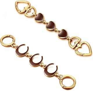 2Pcs Bag Extender Chain Heart Moon Purse Strap Extenders for Handbags Purse Extender Chain Gold Chain Purse Strap Replacement Brown Purse Accessories Bag Charms for Handbags Purse Christmas Gifts