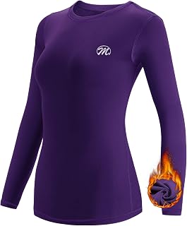 MEETWEE Women's Thermal T-Shirt Long Sleeve Compression Base Layer Thermal Underwear for Sports Skiing Running