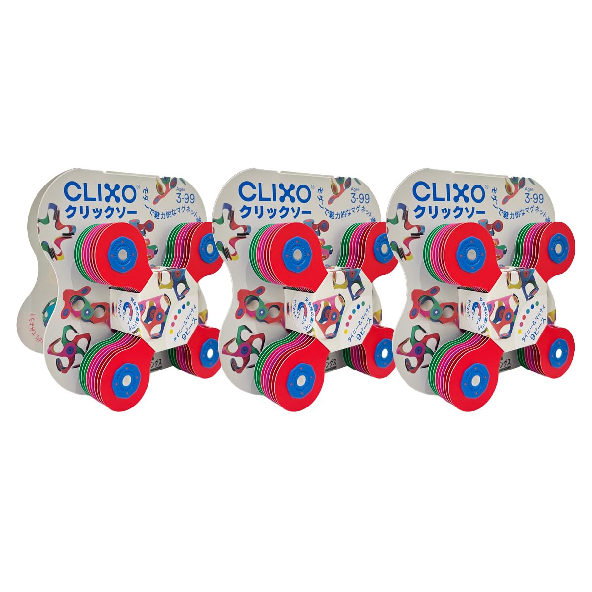 LANGS Japan Click Saw CLIXO (Tiny & Mighty) Set of 3, Magnetic Toy, Educational 