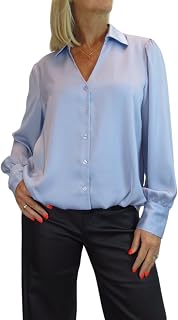 Paulo Due Women's Satin Button Through Blouse with Puff Sleeve