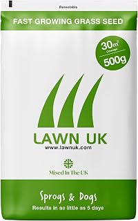 Lawn UK Sprogs & Dogs Grass Seed - 500g - 30sqm Coverage | Hardwearing, Fast-Growing Seed for Family Lawns; Durable for Children and Pets