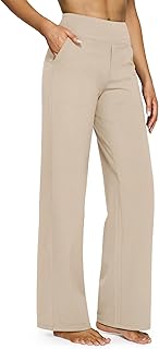 G4Free Women's Wide Leg Sports Trousers with Pockets Casual Bootcut Wide Yoga Pants Flare Leg Wide Bell Tight Elastic Gym Palazzo