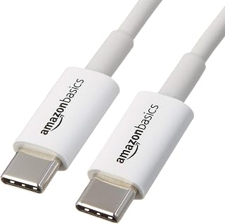 Amazon Basics USB-C to USB-C Fast Charging Cable, 480Mbps Speed USB-IF Certified Fast Charging Cable for Apple iPhone 16/15, iPad, MacBook, Samsung Galaxy, Tablet, Laptop, 6ft, White