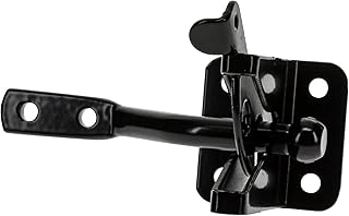 National Hardware Automatic Gate Latch, 4 in Strike, Steel, Black | Self-Latching on Close for Outswing Farm Gates and Animal Pens; Padlockable, Left or Right Hand Mounting