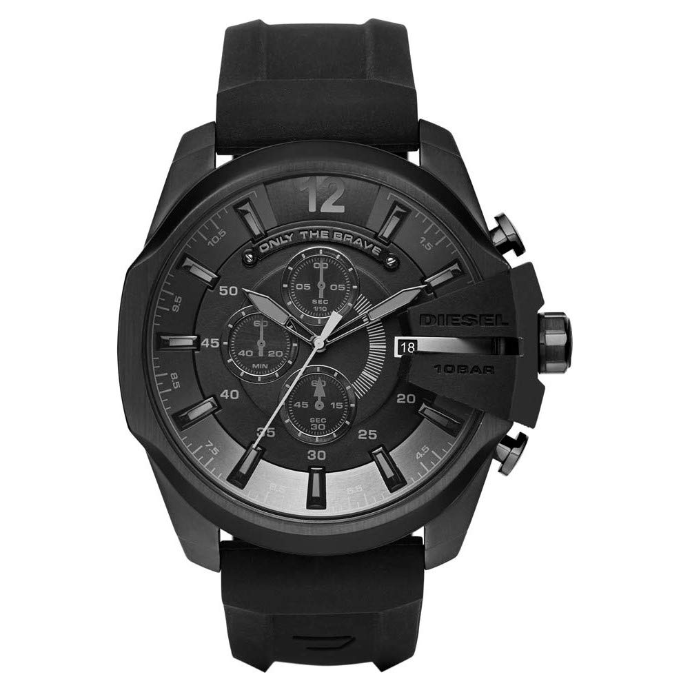 Diesel Mega Chief Herrenuhr, Chronographenwerk mit Silikon- oder Kunststoffarmba