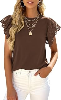 PRETTYGARDEN レディース トップス ドレッシー カジュアル ホローアウト 半袖 夏 ベーシック Tシャツ 2026 クルーネック Tシャツ トレンディ ワークブラウス
