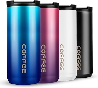Travel Mug, Double Walled Coffee Cup 550ml Vacuum Insulation Stainless Steel with Leakproof Lid Eco-Friendly, for Hot and Cold Water Coffee and Tea