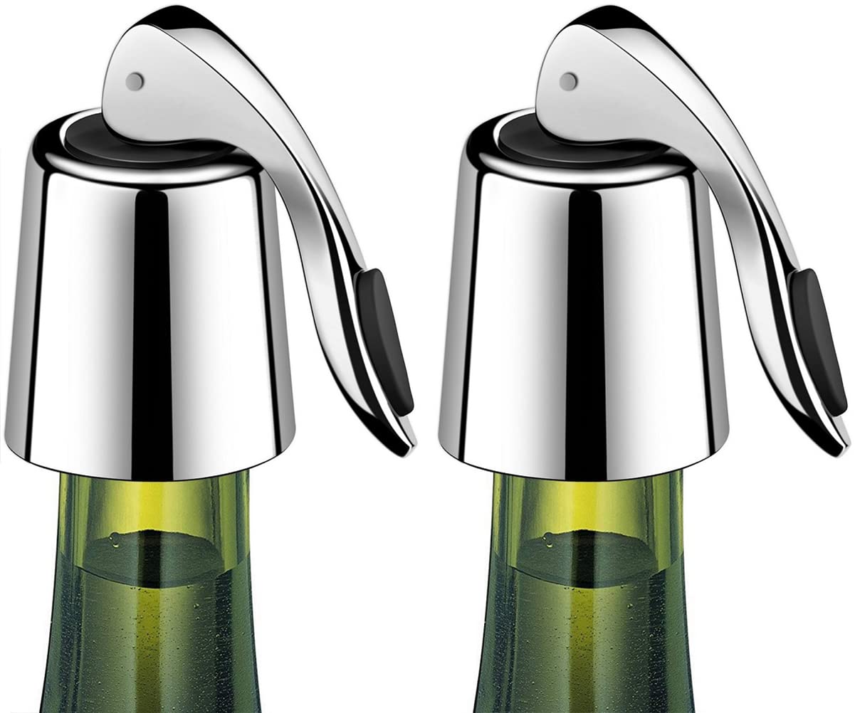 2-Pack Wine Stoppers, Airtight Seals to Keep Wine Fresh, Easy Press-to-Seal | Le