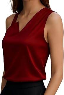 2026 Women's Silk Satin Camisole V Neck Pleated Elegant Casual Sleeveless Summer Business Work Camisole
