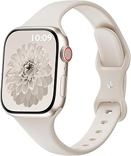Thin Sport Silicone Slim Band Compatible with Apple Watch Bands Women Men | Soft Narrow Strap Wristband for iWatch 38mm 40mm 41mm 42mm 44mm 45mm 46mm 49mm Series 11/10/9/8/7/SE/6/5/4 Ultra 3 2 1