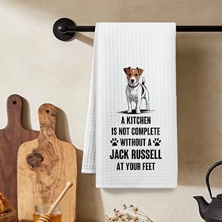 Funny Jack Raschel Kitchen Towel, Absorbent Microfiber Decorative Cloth Tea Towel, Waffle Soft Hand Towel, Kitchen, Home Bathroom, Dog Lovers Gift 1