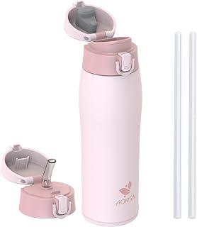 AORIN Insulated Water Bottle, 18/8 Stainless Steel Water Bottle, 750 ml Children's Water Bottle, BPA and Leak Free, Thermos Flask for Sports, Outdoor and Commuting with 2 Lids