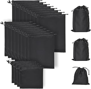 JINXOLET Adult Storage Bags Set - Microfiber Drawstring Toy Organizer - Black