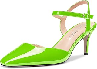 Castamere Women's Stiletto Mid Heel Square Toe Pumps Ankle Straps Slingback Wedding Office Dress 6.5 CM Heels