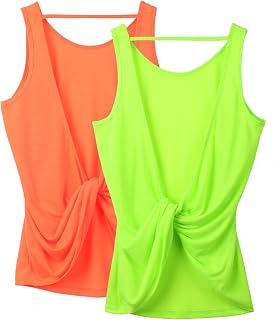 icyzone Women's Backless Gym Tank Top, Breathable and Comfortable Loose Tank Top for Training, Running, Fitness