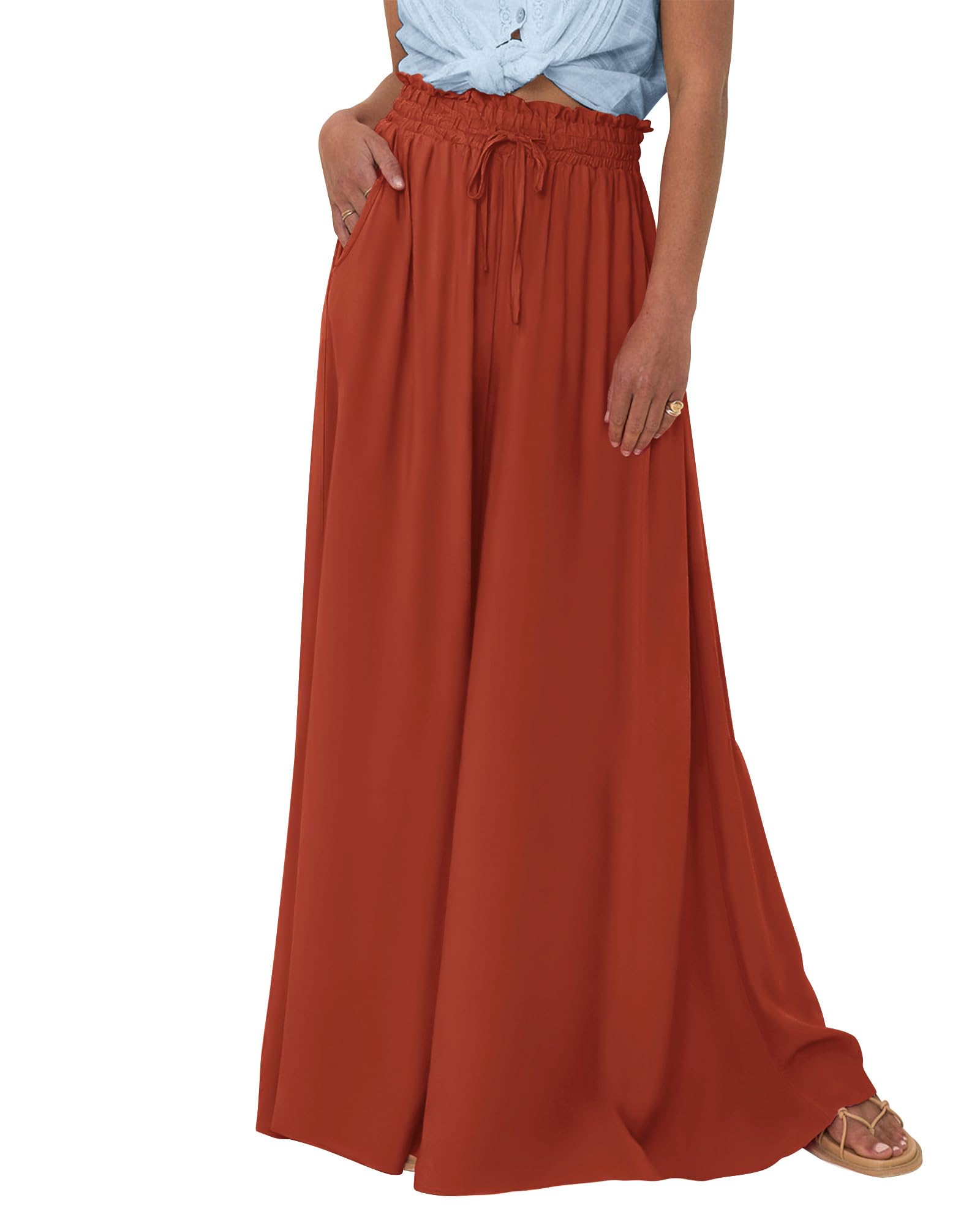 BTFBM Wide Leg Flowy Palazzo Pants for Women