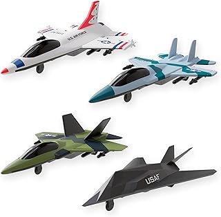 United Sates Air Force 4-Pack Toy Jet Squadron Die Cast Airplanes, Pull Back Military Fighter Jets, Diecast Air Plane Models