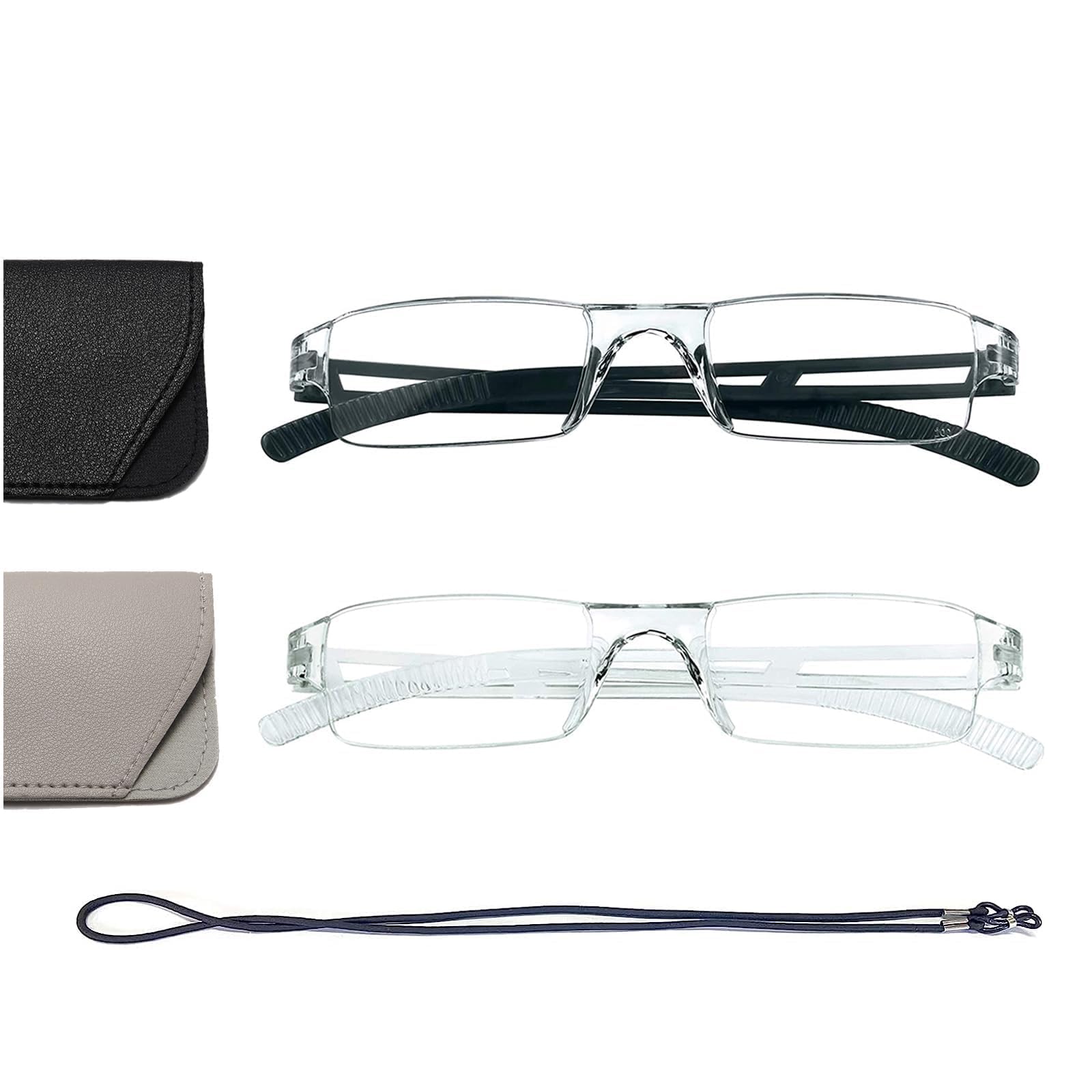 Hubeye 2 Pairs Ultralight Reading Glasses Transparent Frame Anti Blue Light with