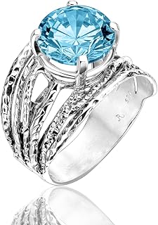 925 Sterling Silver Ring with Round Cubic Zirconia, Prong Vintage Design, Statement Jewellery, Hypoallergenic, Nickel Free, Lead Free, Handmade Designer Collection