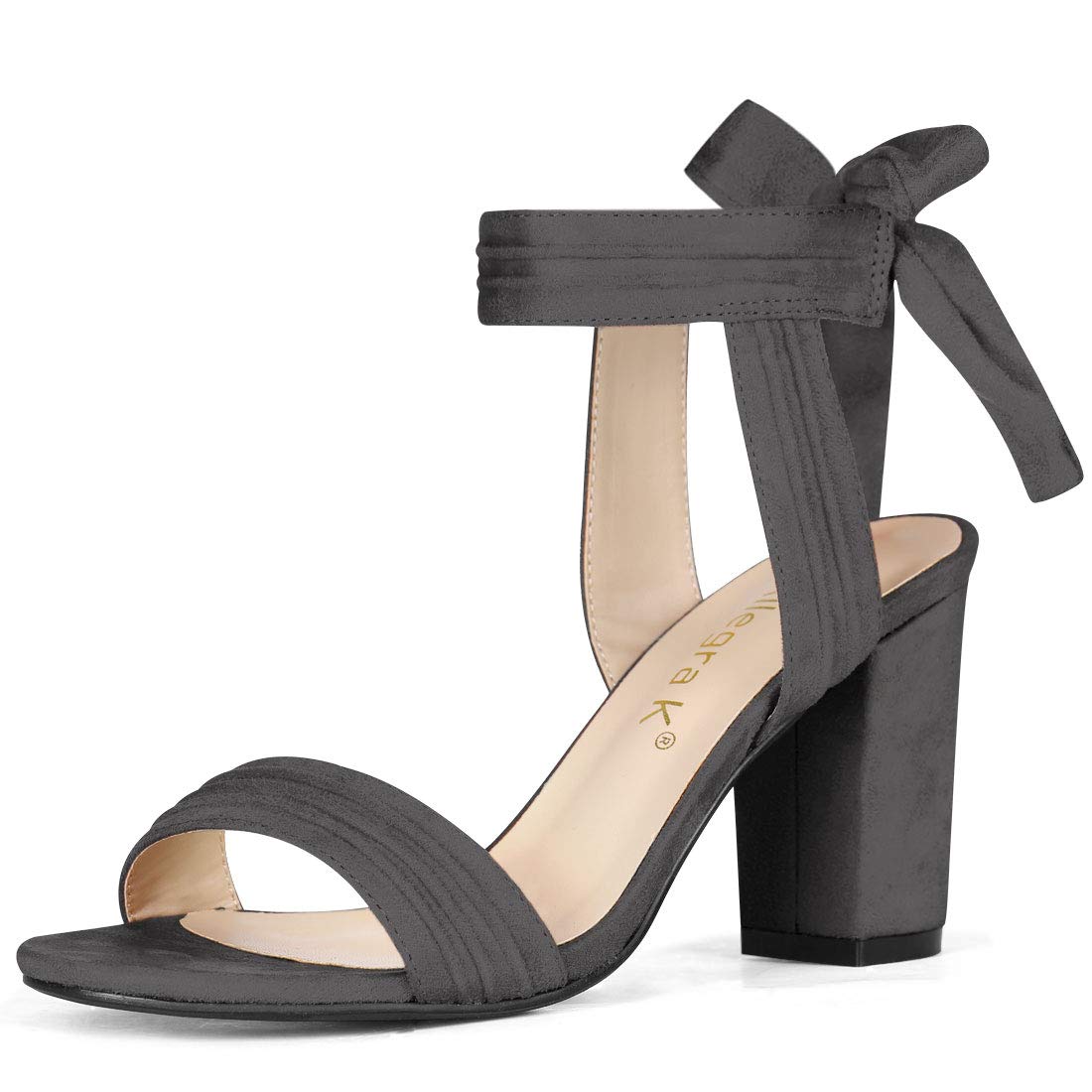 Allegra K Women Open Toe Ankle Tie Back Chunky Heel Sandals