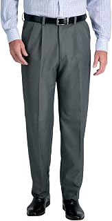 Haggar Men's Cool 18 Hidden Expandable Waist Pleat Front Pant-Regular and Big & Tall Sizes, Graphite, 50W x 29L