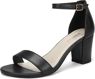 DOBOLIN Women's Open Toe Ankle Strap 2.5" Heeled Sandals