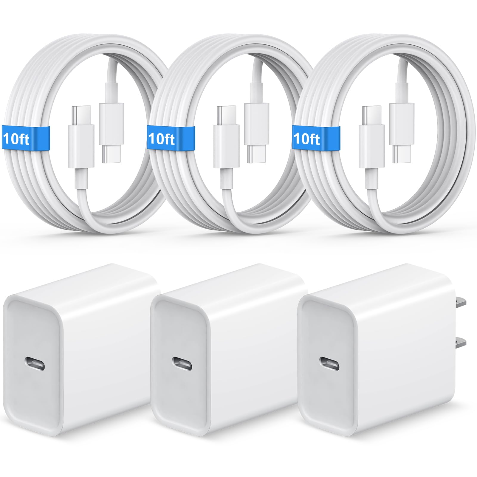 iPhone 18 17 16 15 Charger Fast Charging 10FT Extra Long Cord USB C Charger | 3 
