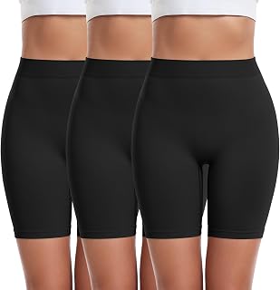FRESBEIT 3 Pack Slip Shorts for Women Under Dress Comfortable Smooth Boyshorts Panties Biker Shorts