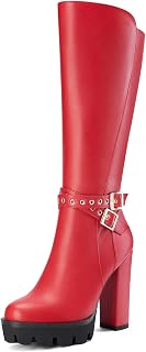 Castamere Women's Chunky Wide High Heel Closed Toe Round Toe Half Zipper Buckle Closure Office Classic Boots