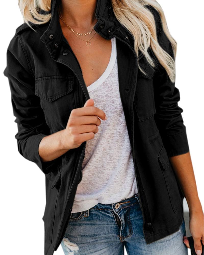 Imily Bela Women's Jacket Cotton Parka with Multiple Pockets