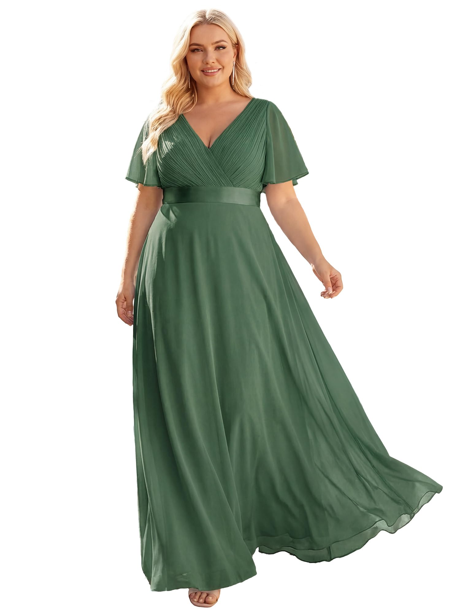 Ever-Pretty A-line V-Neck Short Sleeve Chiffon Empire Cut Women's Party