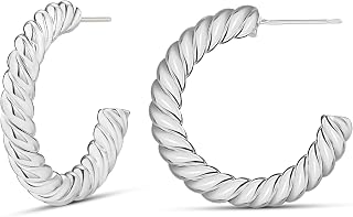 Amazon Essentials Sterling Silver Twisted Rope Hoop