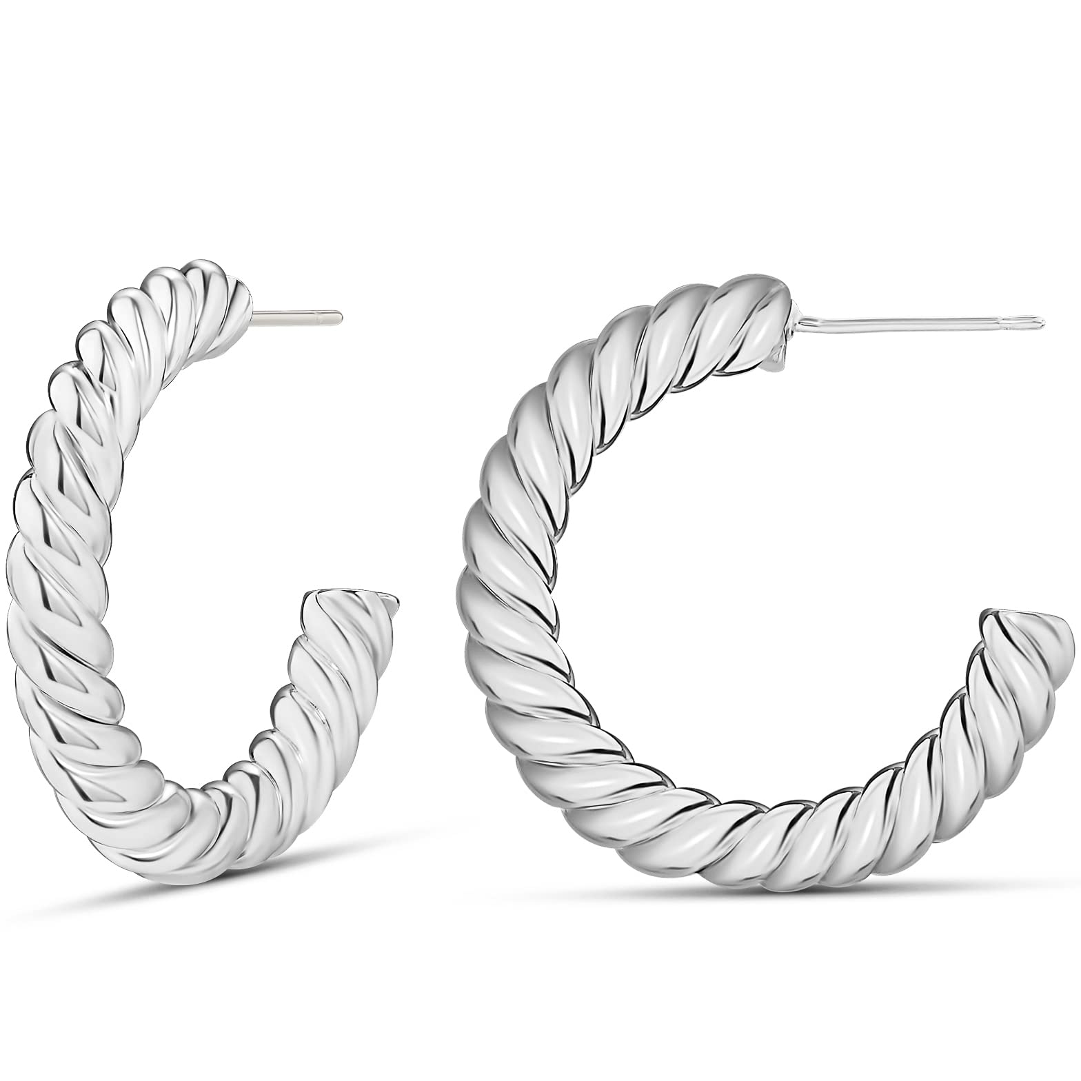 Amazon Essentials Sterling Silver Twisted Rope Hoop