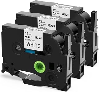 Upwinning Tze-231 Compatible with Brother Label Printer Tape 12mm 0.47, 3pk | Tze TZ Tape 12mm, Compatible For Brother P touch Label Maker H110 E110 H100R H100LB H108 H101C H200 D210VP P300BT 1000