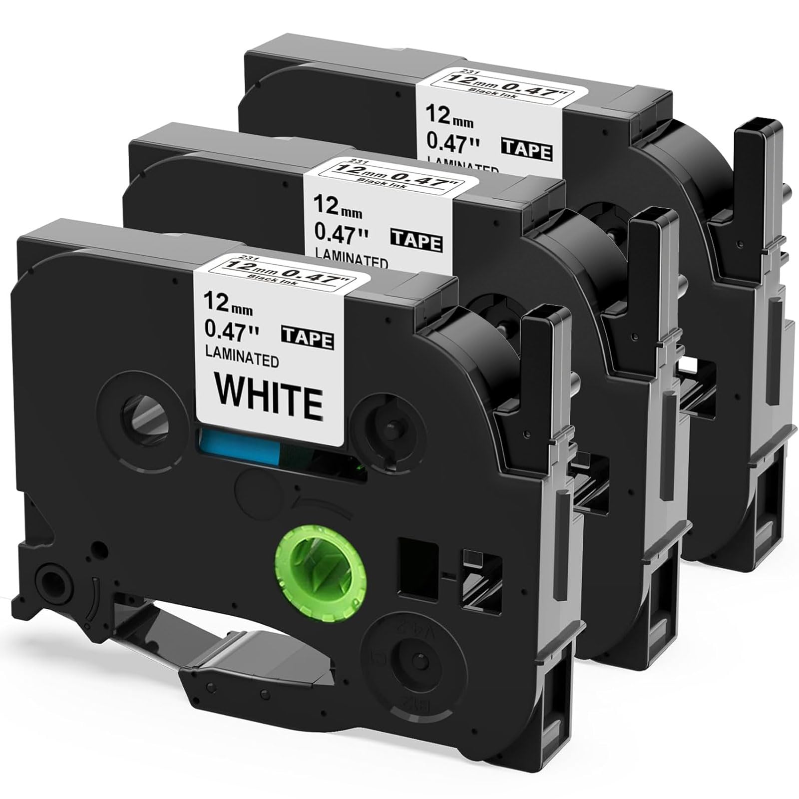 Upwinning Tze-231 Compatible with Brother Label Printer Tape 12mm 0.47, 3pk | Tz