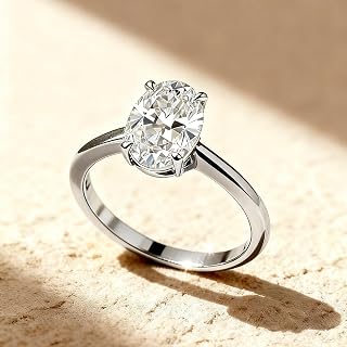 1PC Luxury 8ct Sterling Silver Oval CZ Ring for Women Best Fine Jewelry Gift (Silver)