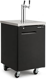 PEAKCOLD Commercial 2-Tap Kegerator, Mobile Beer Dispenser, 23.5" Wide | 6.5 cu. ft. portable kegerator with heavy-duty casters &amp; keg couplers, ETL listed and conforms to NSF 7
