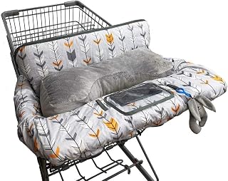 Shopping Cart Cover for Baby, High Chair Cover for Boy Girl, Infant Grocery Cart Cushion with Removable seat Positioner and Cellphone Holder