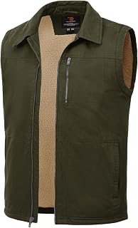 TBMPOY Mens Winter Vest Fleece Lined Sherpa Full Zip Up Vest Lightweight Outerwear Warm Cotton Casual Travel Jackets