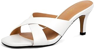 Greatonu Sandalias de tacón de gatito cuadradas con puntera abierta para mujer, sandalias de tacón de gatito con correa cruzada de 2.5 pulgadas