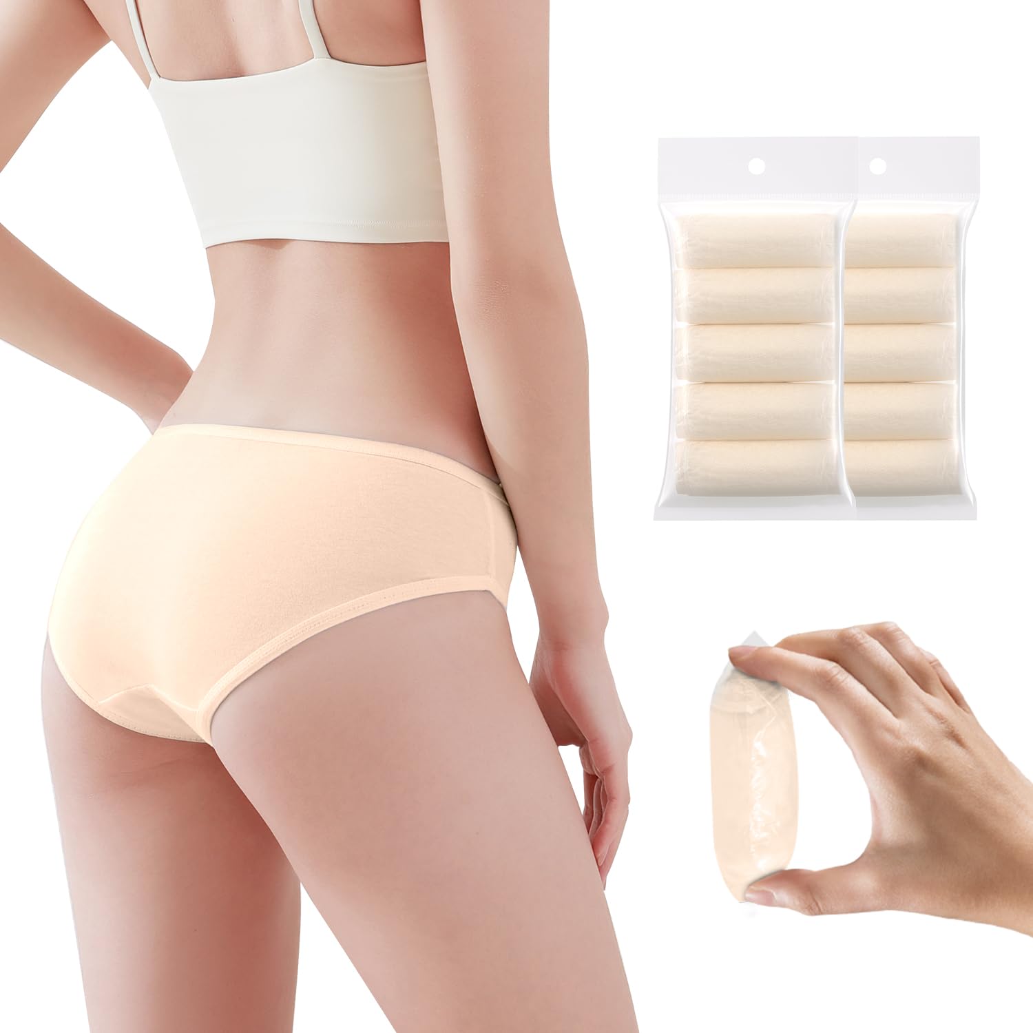 20 Pieces Women's Disposable Underwear 100% Cotton Briefs for Travel Hotel Spa H
