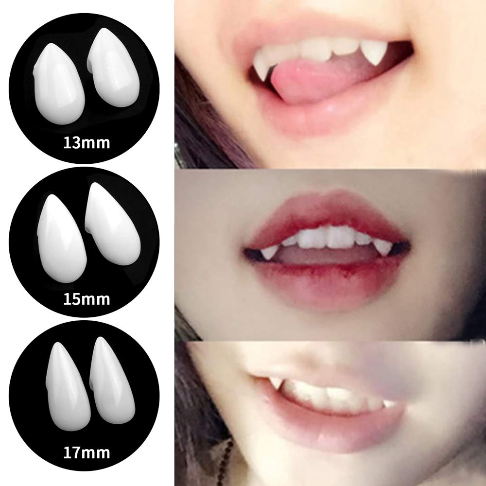 FINGOOO Halloween Vampire Teeth,3 Pairs Horror False Teeth for Halloween,Cosplay