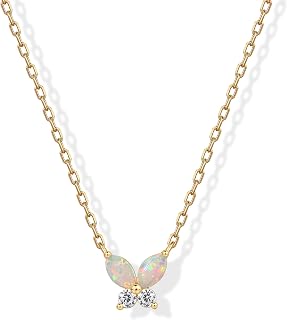 PAVOI 14K Gold Plated Opal Pendant Necklaces for Women, Dainty Necklace